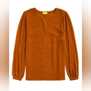 XXL • J.Crew Factory • Burnt Orange Clip Dot Blouse